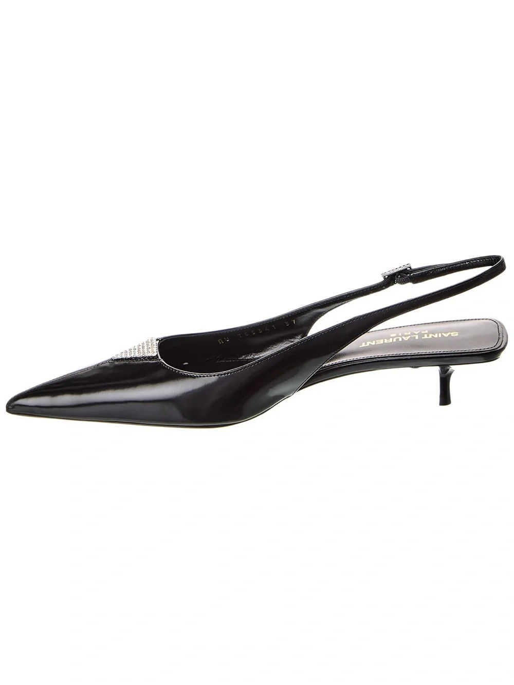 Saint Laurent Cherish Kitten Heel Black Leather Slingback EU 38.5 US 8.5 - Picture 2 of 12